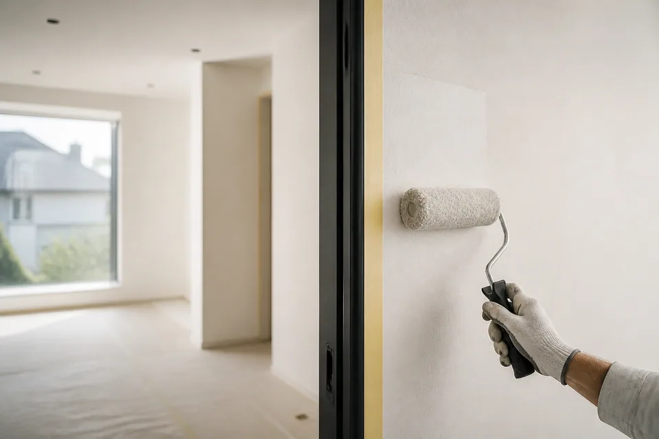 Careful application of light interior paint with a roller